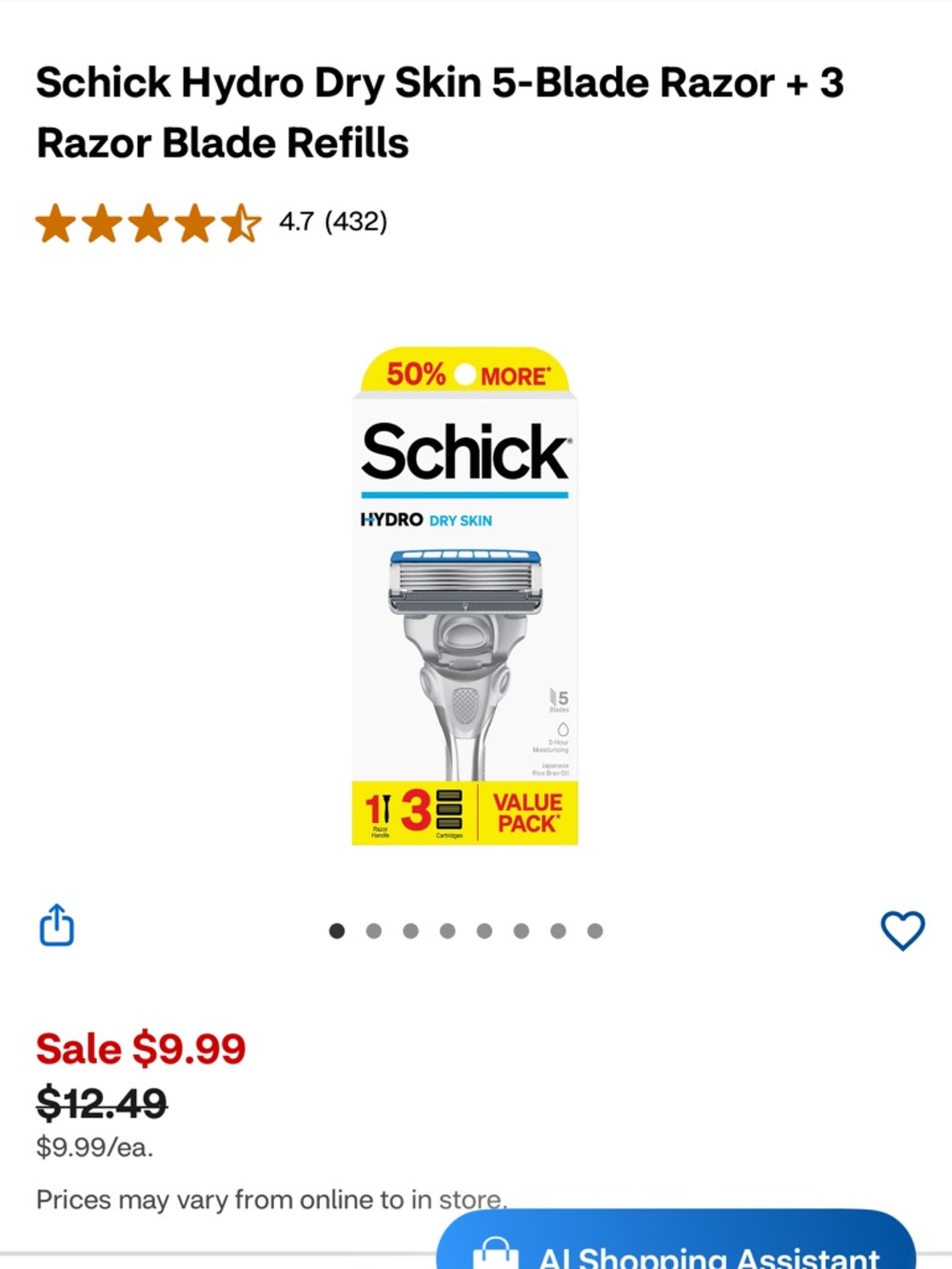 Schick Hydro Dry Skin 5-Blade Razor Value Pack - (quantity 2)